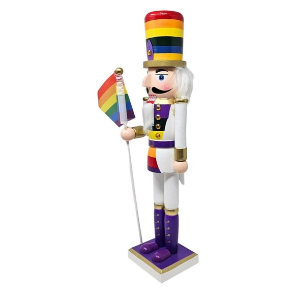 15" LGBTQ Rainbow Pride Soldier Nutcracker, Christmas Decor - Picture 2 of 5